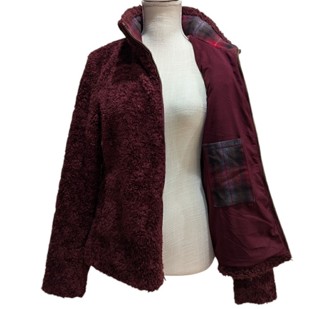 Pendleton Fuzzy Teddy Soft Zip Sweater Jacket in Burgundy Women's Size S - Picture 7 of 13